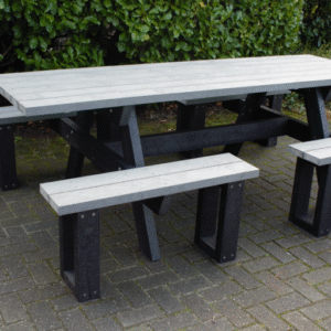 Picknick tafel 8 personen met 4 vaste banken